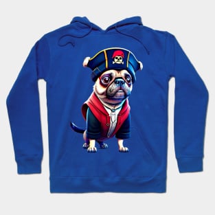 Cute Pug in Pirate Hat - Adorable Pug with Tiny Pirate Hat Costume Hoodie